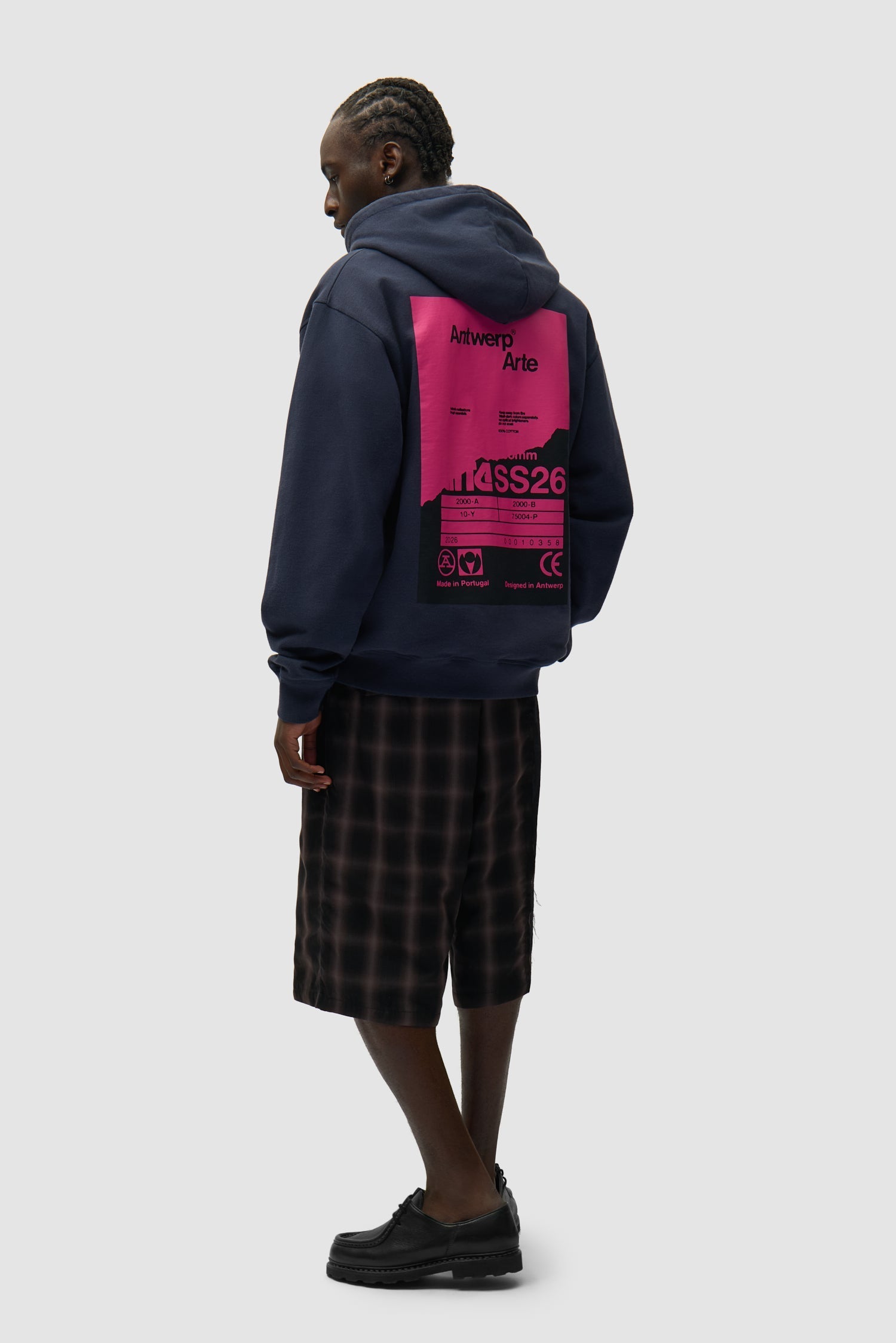 Sweat à capuche avec poster au dos - Bleu marine