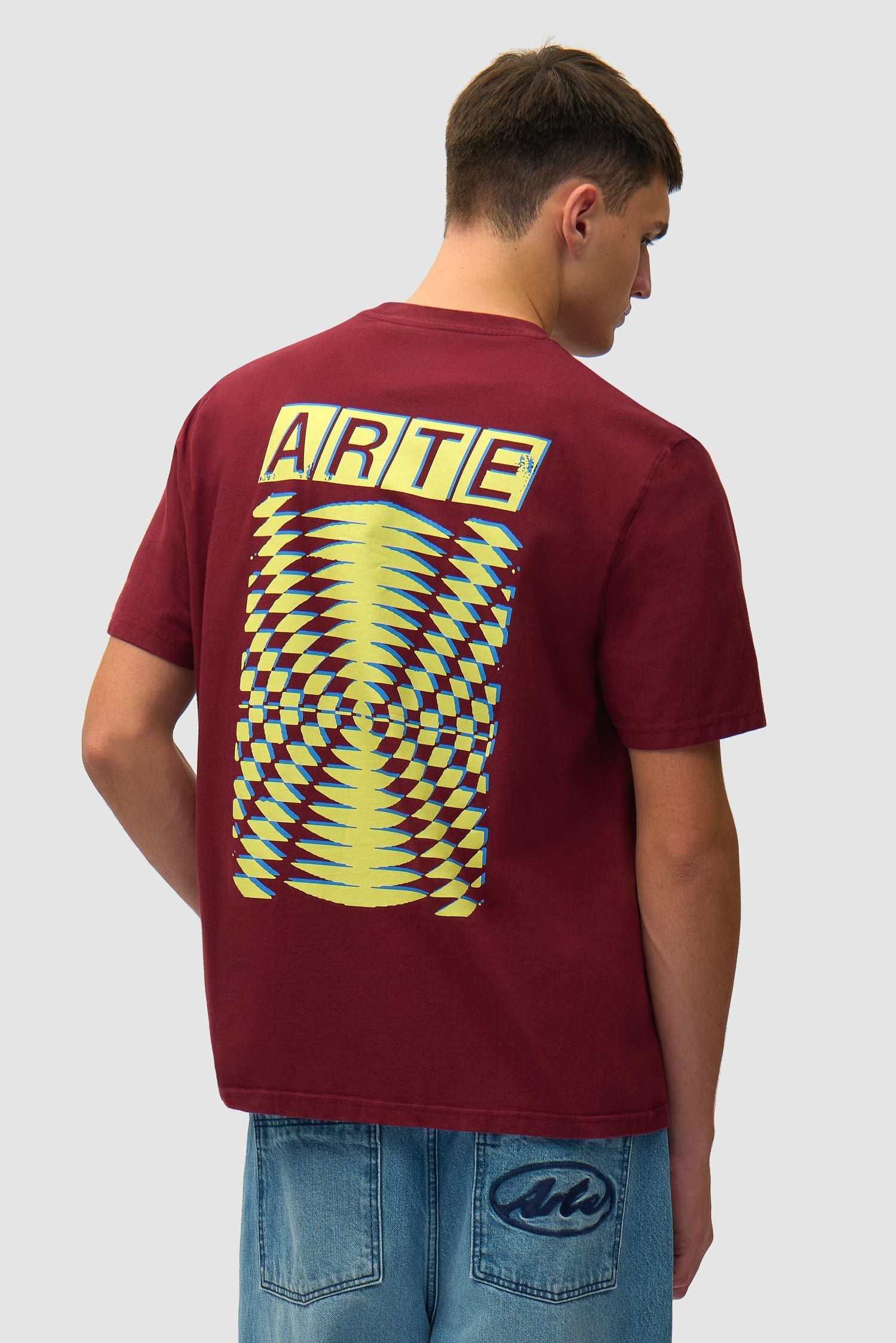 T-shirt à motif abstrait au dos - Bordeaux