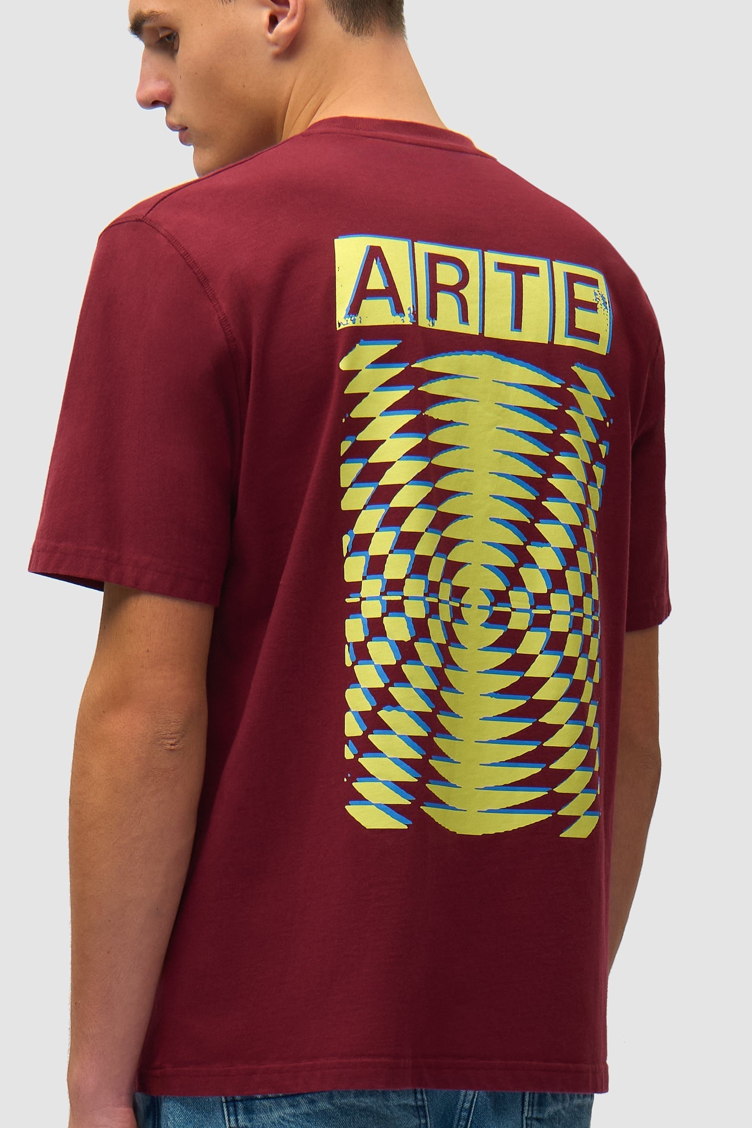 T-shirt à motif abstrait au dos - Bordeaux