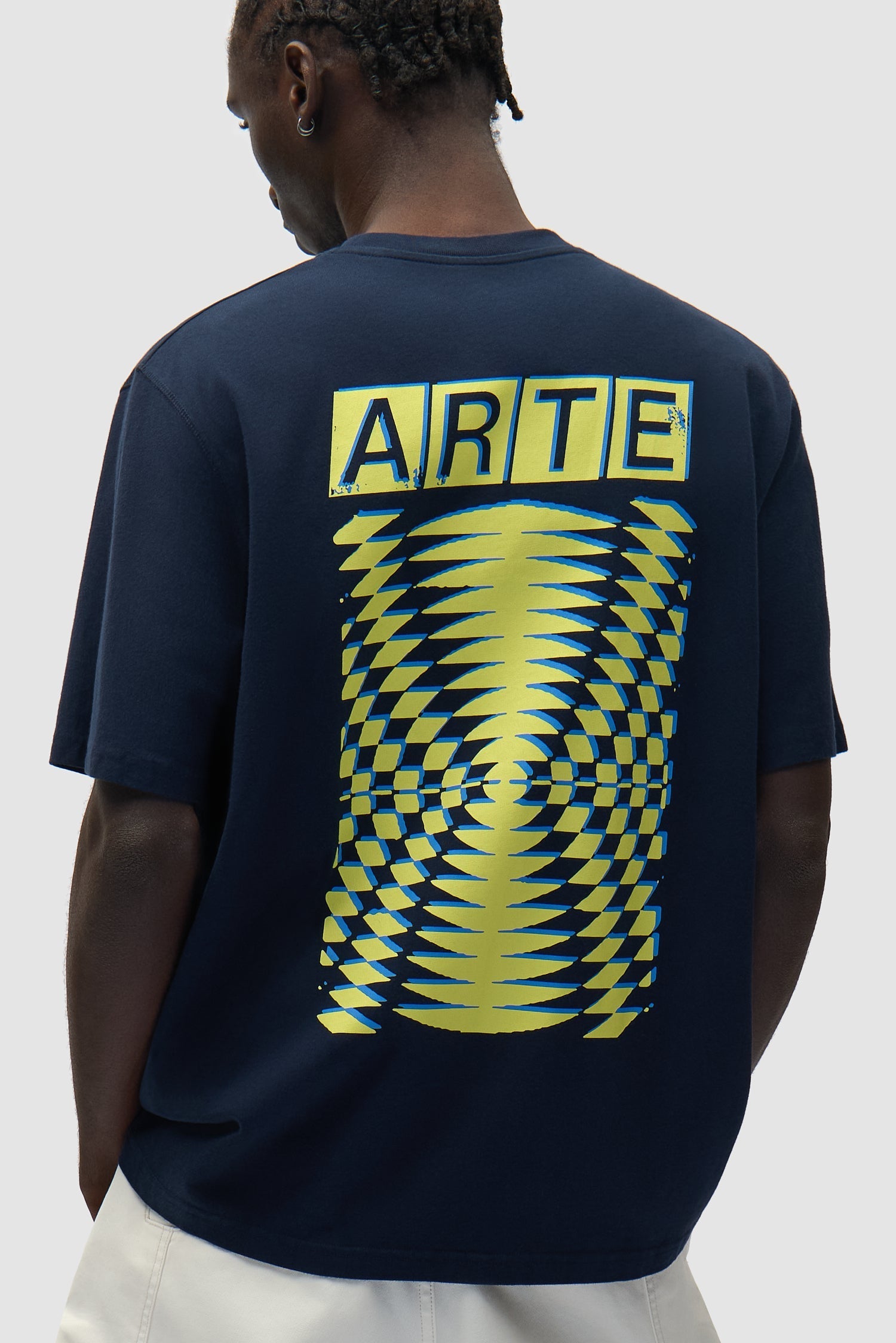 T-shirt à dos imprimé abstrait - Bleu marine