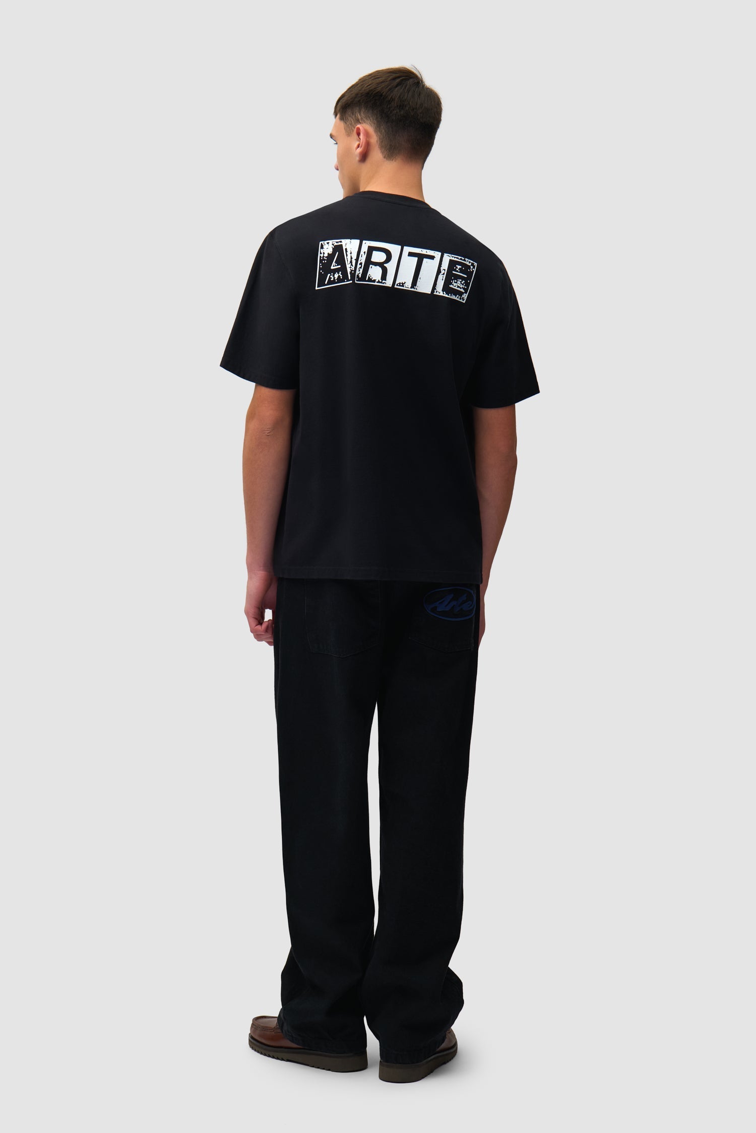 T-shirt imprimé délavé au dos - Noir