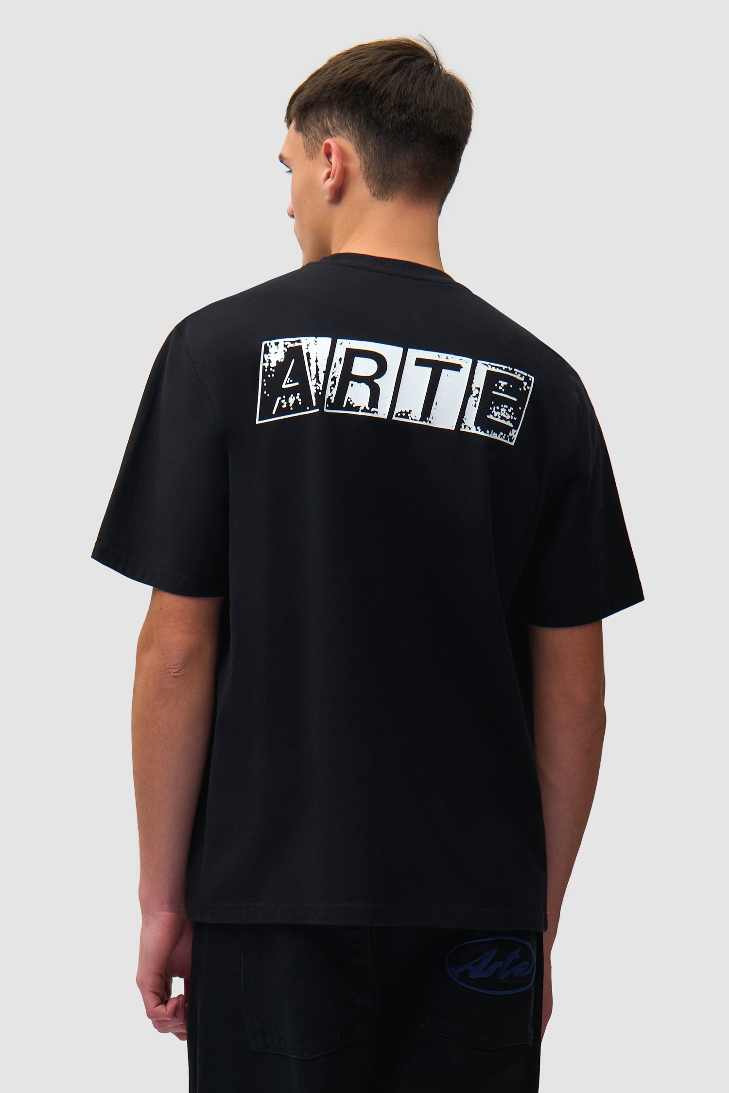 T-shirt imprimé délavé au dos - Noir