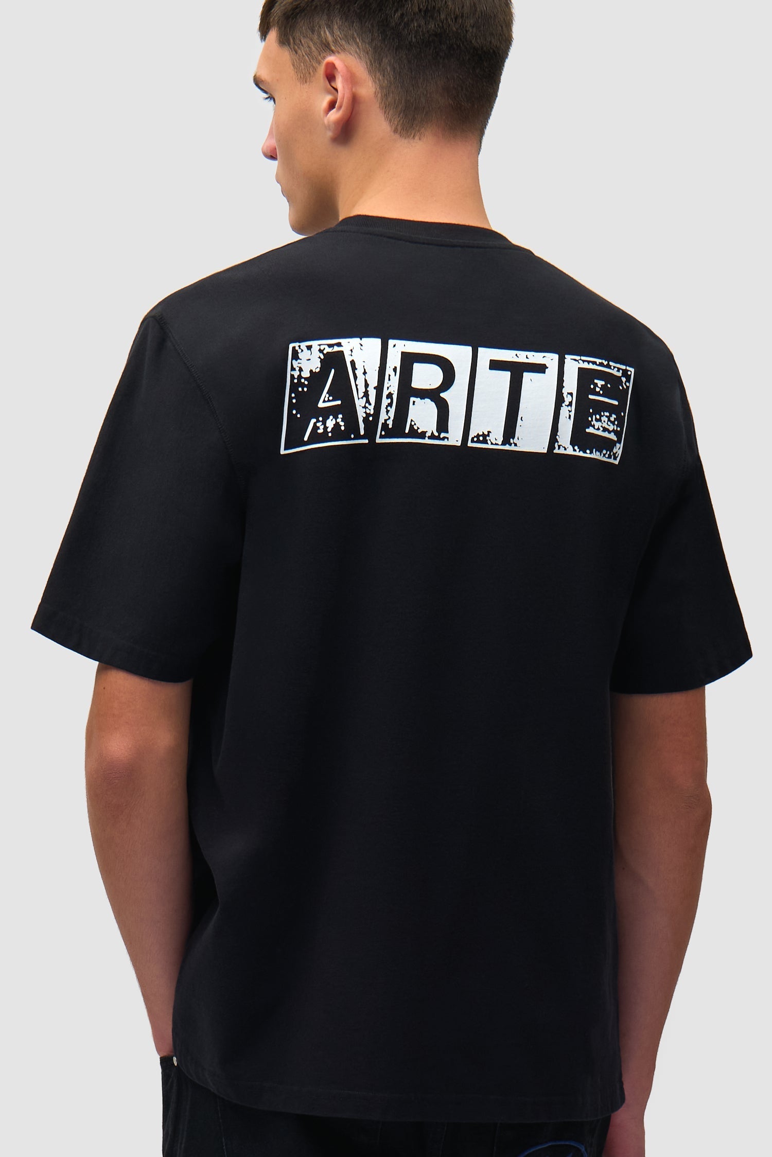 T-shirt imprimé délavé au dos - Noir