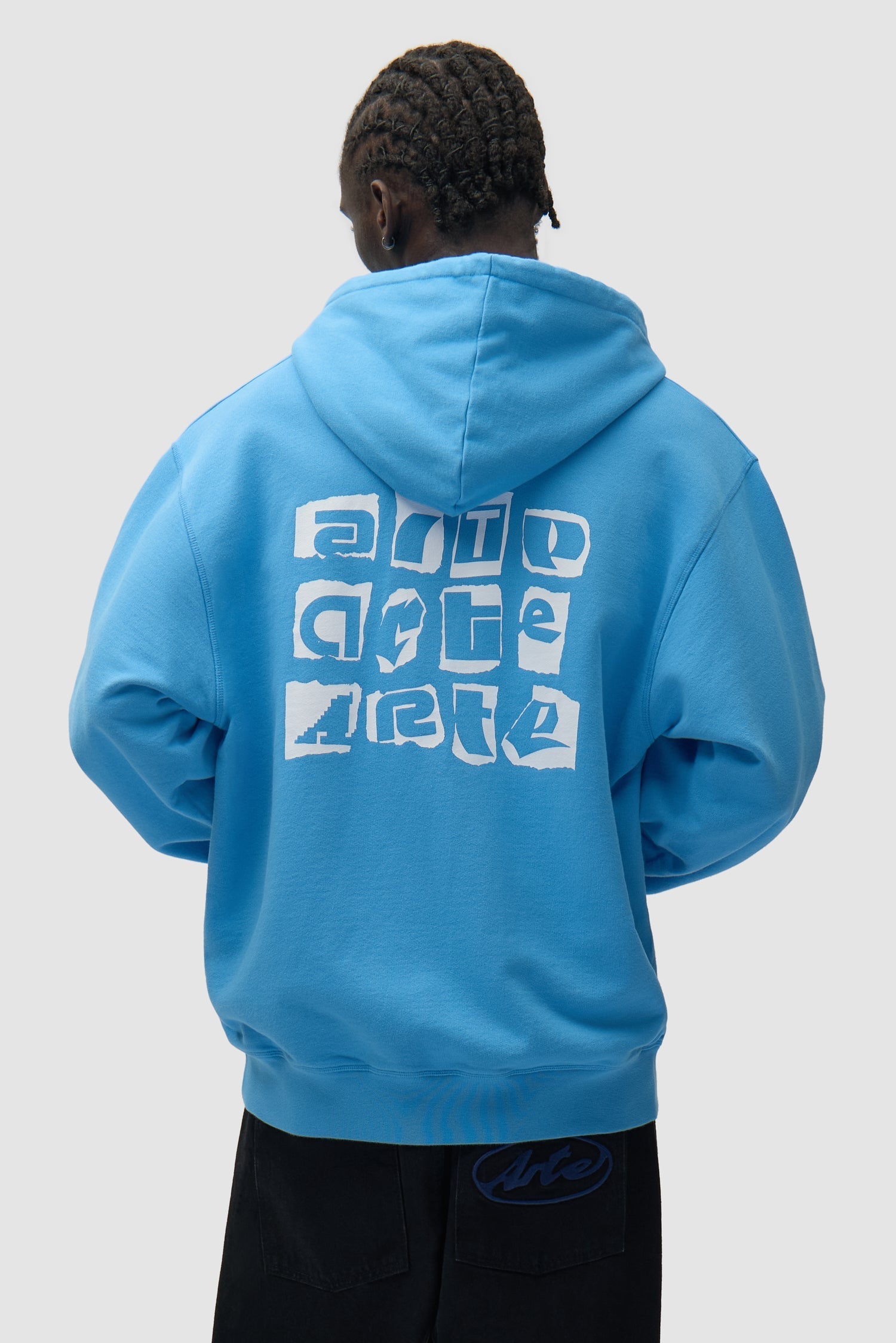 Sweat à capuche avec logo multi-couches dans le dos - Bleu