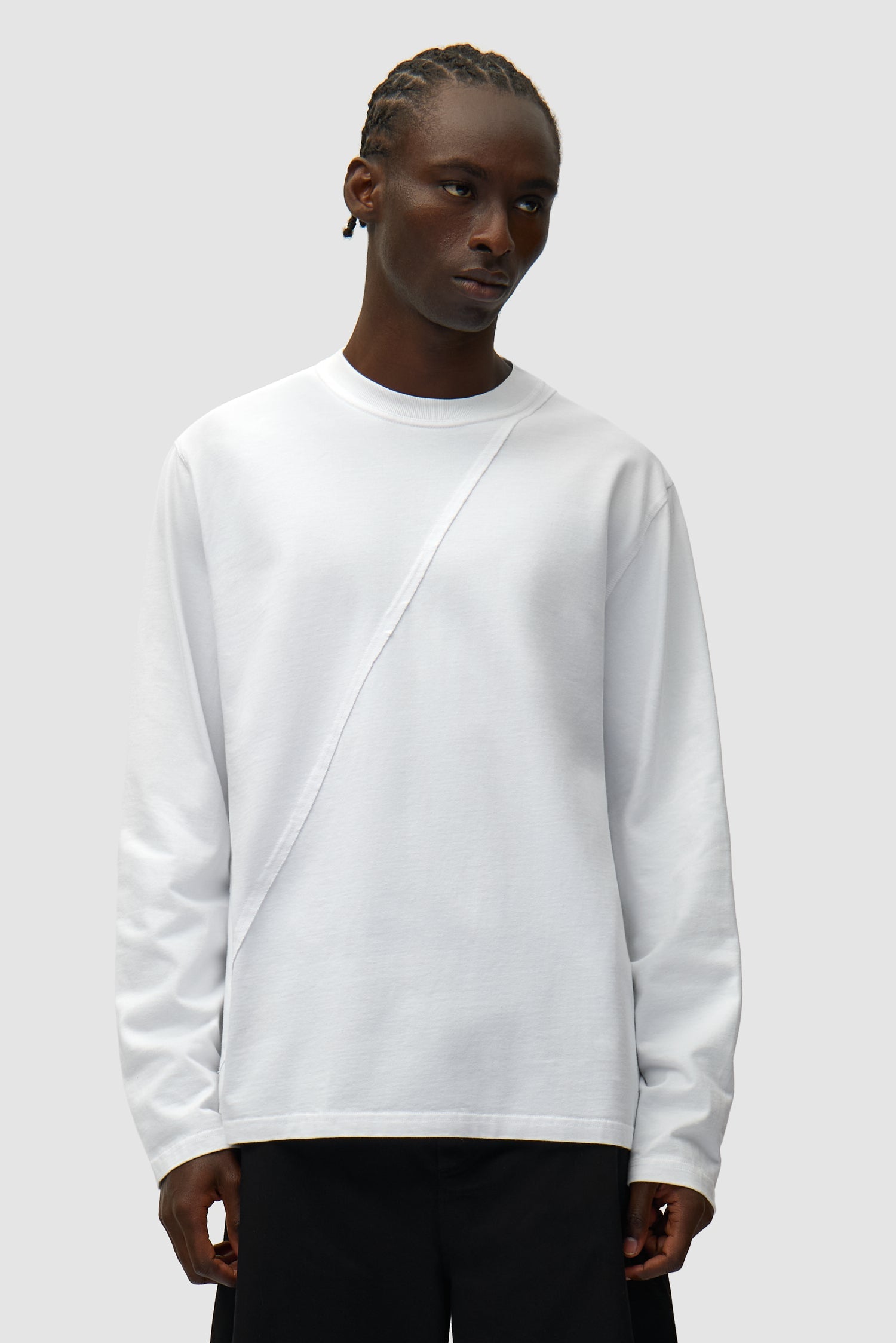 T-shirt à manches longues avec logo cercle dans le dos - Blanc