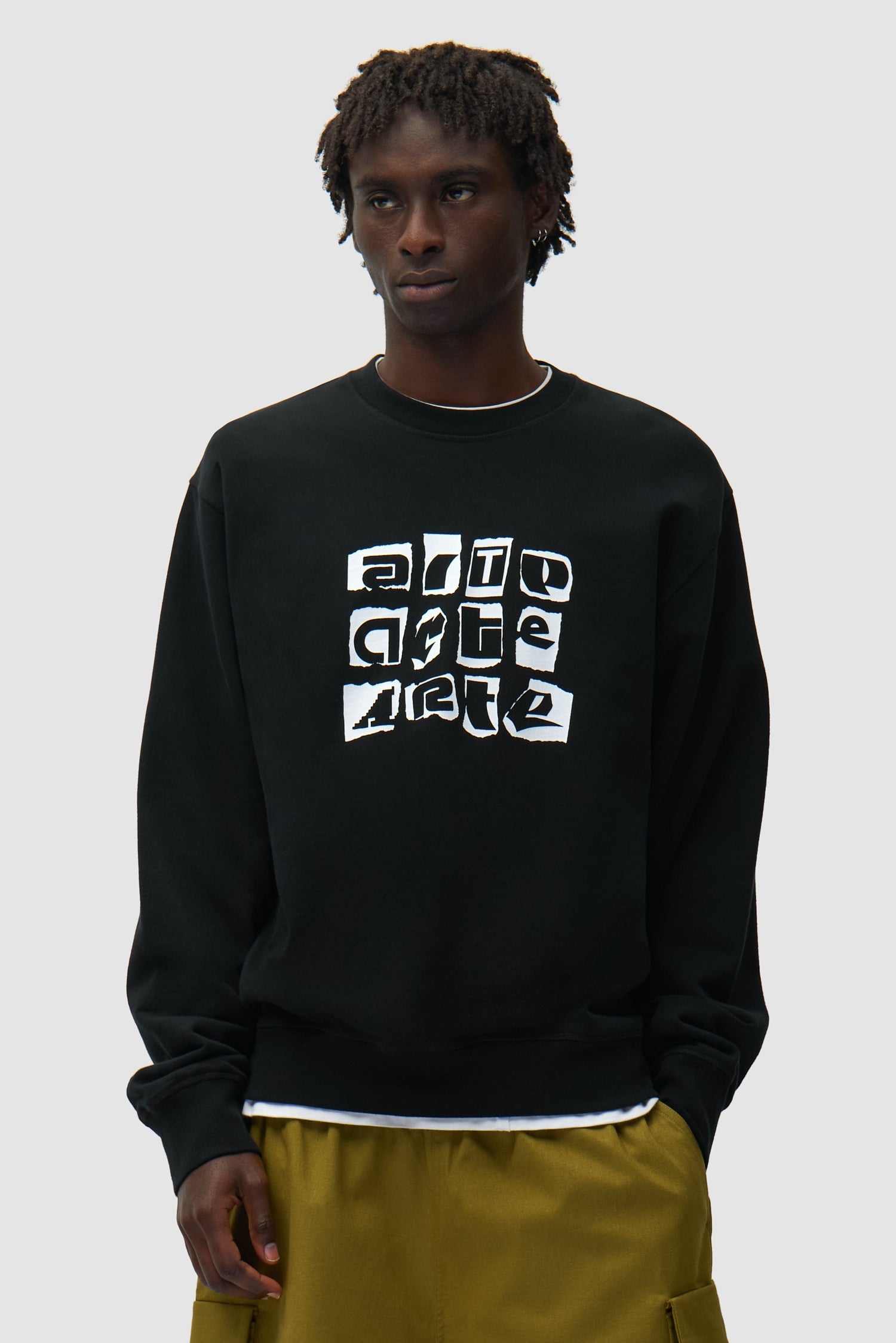 T-shirt à col rond multi-logos - Noir