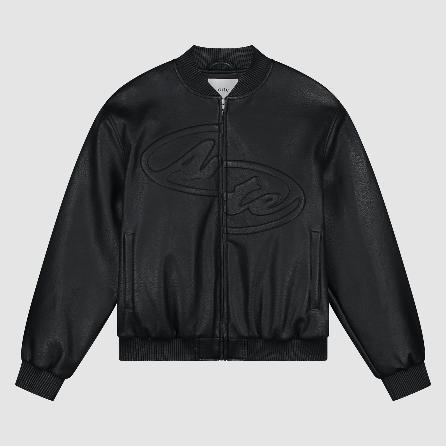 Veste en cuir avec demi-logo - Noir