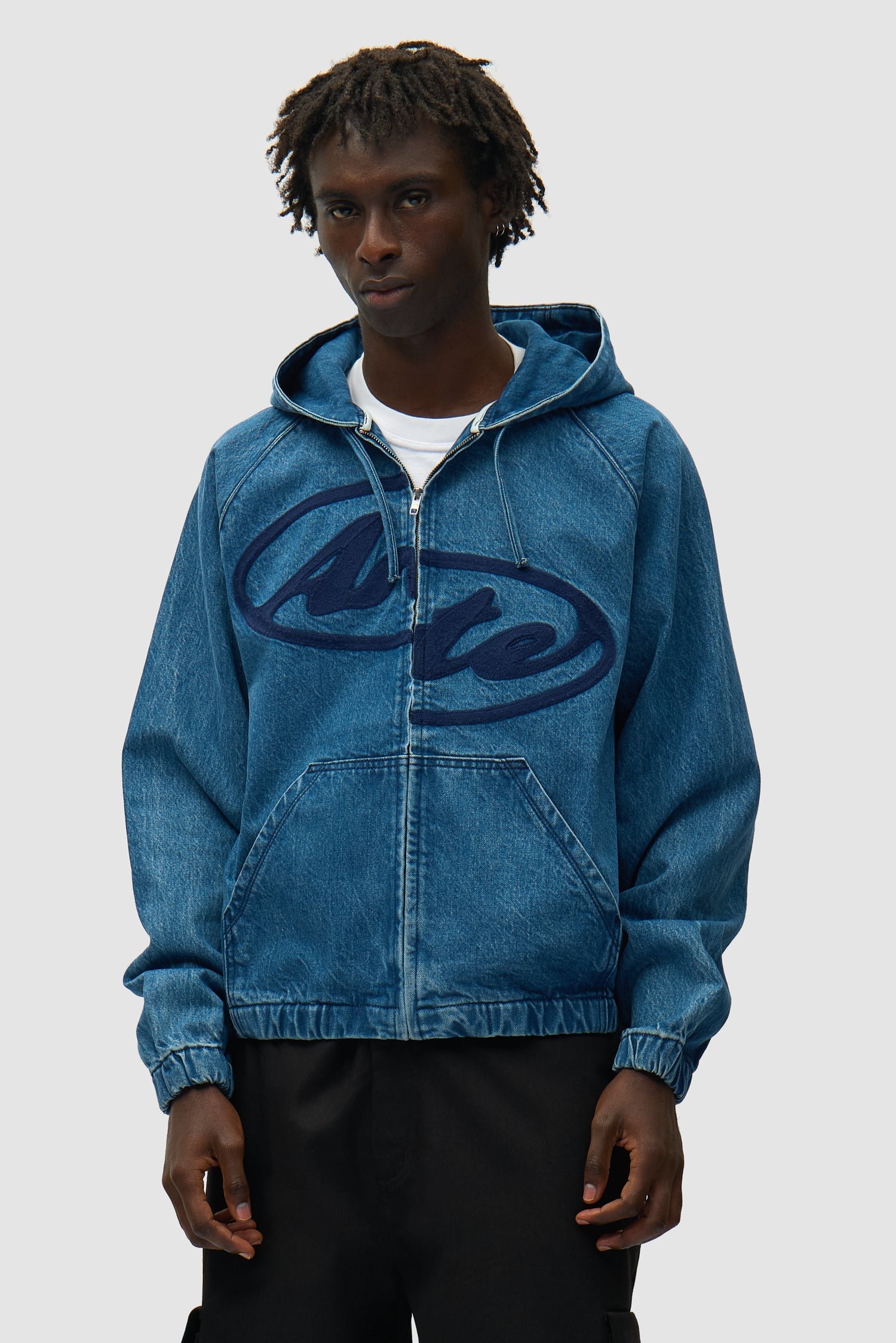 Veste à capuche en denim Split Logo - Bleu marine