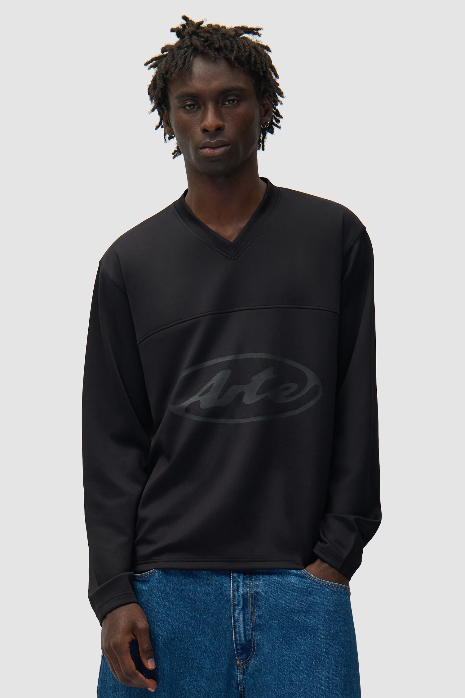 T-shirt à manches longues avec logo circulaire - Noir