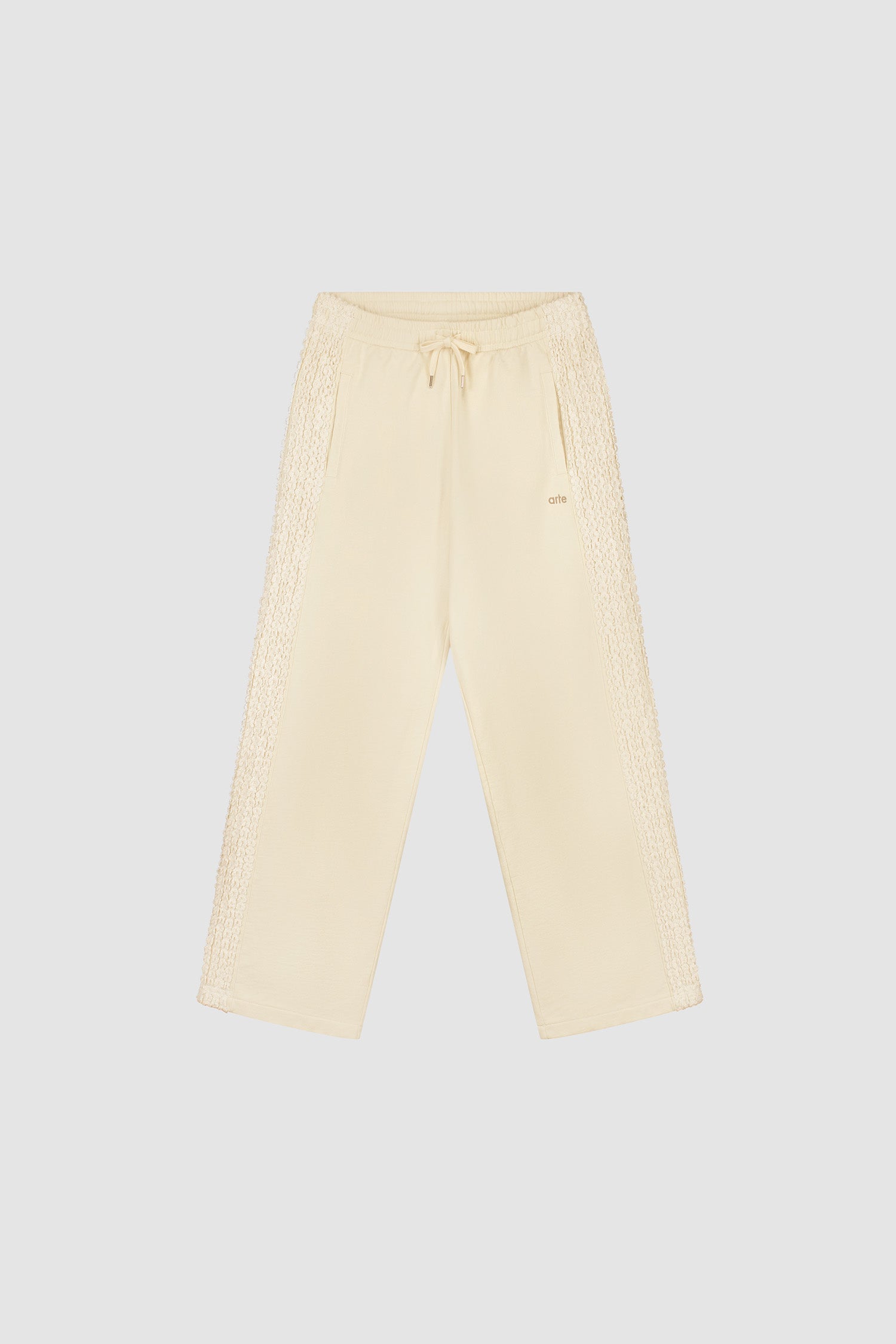 Pantalon à bandes fleuries - Crème